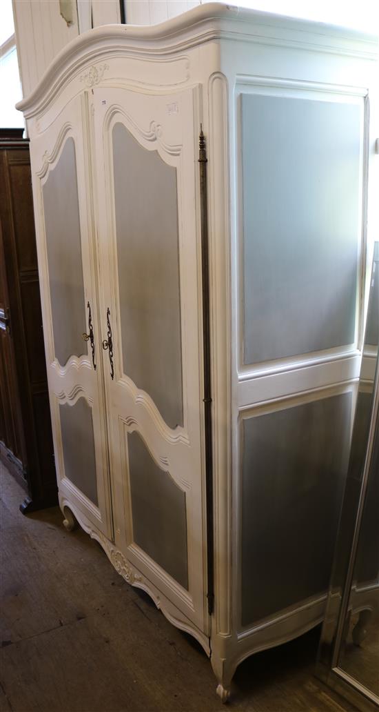 French grey and white painted armoire